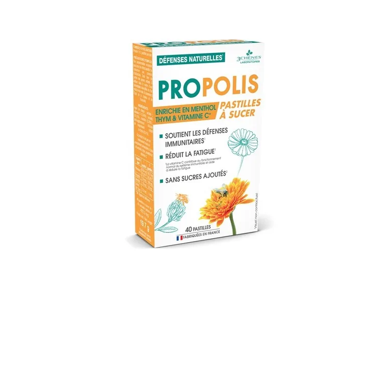 3 chênes Propolis 40 pastilles à sucer