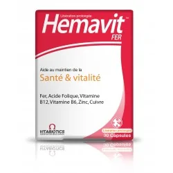 Vitabiotics Hemavit Fer Santé et Vitalité 30 capsules