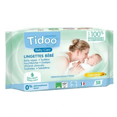 Tidoo Lingettes Compostables au calendula et Parfum Naturel X58