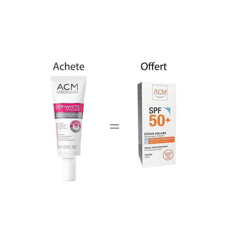 ACM Dépiwhite Crème - advanced Soin Dépigmentant (40ml) + Ecran solaire spf50+ Offert