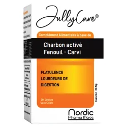 JULLYCARE Charbon activé- Fenouil - Carvi 30 Gélules