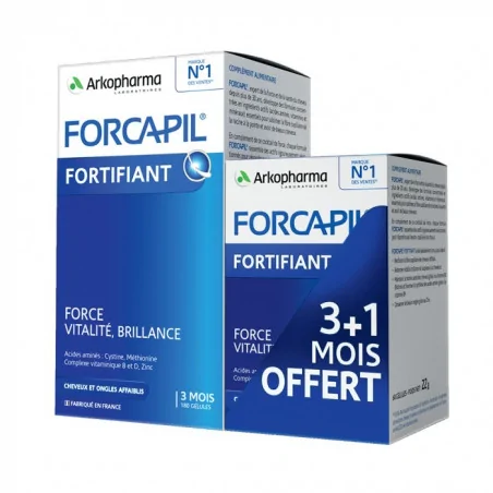FORCAPIL Pack Cheveux Et Ongles 180 Gélules + Forcapil 60 Gélules Offert