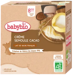 Babybio Crème Semoule Cacao 4x85G