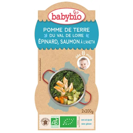 Babybio BOL Pomme de Terre du Val de Loire Épinard Saumon à l’Aneth 2X220G