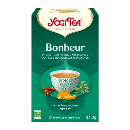 YOGI TEA Bonheur 17x2g ( Cannelle, anis, réglisse, cardamome, basilic, lavande, fenugrec)
