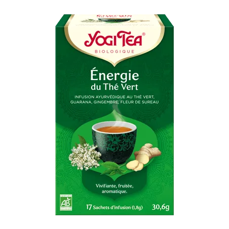 YOGI TEA Energie du thé vert 17x 2g (Thé vert, citronnelle, guarana, menthe poivrée, gingembre)