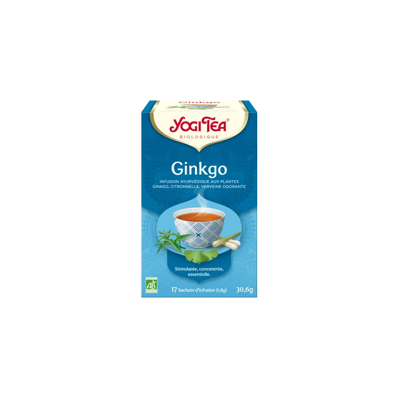 YOGI TEA Ginkgo 17x2g ( Ginkgo, gingembre, citronnelle, verveine odorante, basilic)