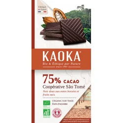 kaoka TABLETTE DE CHOCOLAT NOIR 75% SAO TOME 100 G