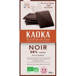 KAOKA TABLETTE DE CHOCOLAT NOIRE SIMPLY 58% 80G