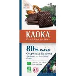 KAOKA TABLETTE DE CHOCOLAT NOIR 80% EQUATEUR 100G