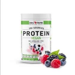Eric Favre Protein Vegan Protéines Végétales Tri-Source Triple Berry (Fruit Rouge) Pot 500 g